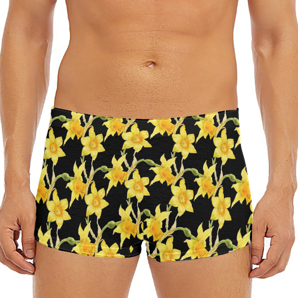 Watercolor Daffodil Flower Pattern Print Men's Short Boxer Briefs