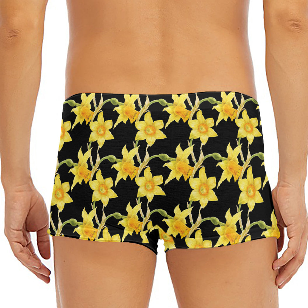 Watercolor Daffodil Flower Pattern Print Men's Short Boxer Briefs