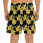 Watercolor Daffodil Flower Pattern Print Men's Split Running Shorts