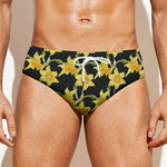 Watercolor Daffodil Flower Pattern Print Men's Swim Briefs