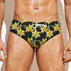 Watercolor Daffodil Flower Pattern Print Men's Swim Briefs