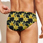 Watercolor Daffodil Flower Pattern Print Men's Swim Briefs