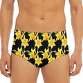 Watercolor Daffodil Flower Pattern Print Men's Triangle Swim Briefs