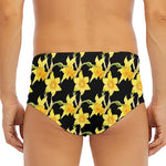 Watercolor Daffodil Flower Pattern Print Men's Triangle Swim Briefs