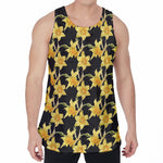 Watercolor Daffodil Flower Pattern Print Men's Velvet Tank Top