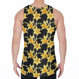 Watercolor Daffodil Flower Pattern Print Men's Velvet Tank Top