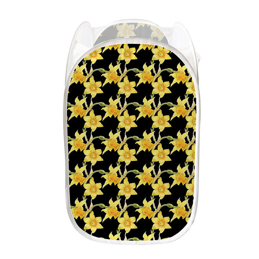 Watercolor Daffodil Flower Pattern Print Mesh Laundry Hamper