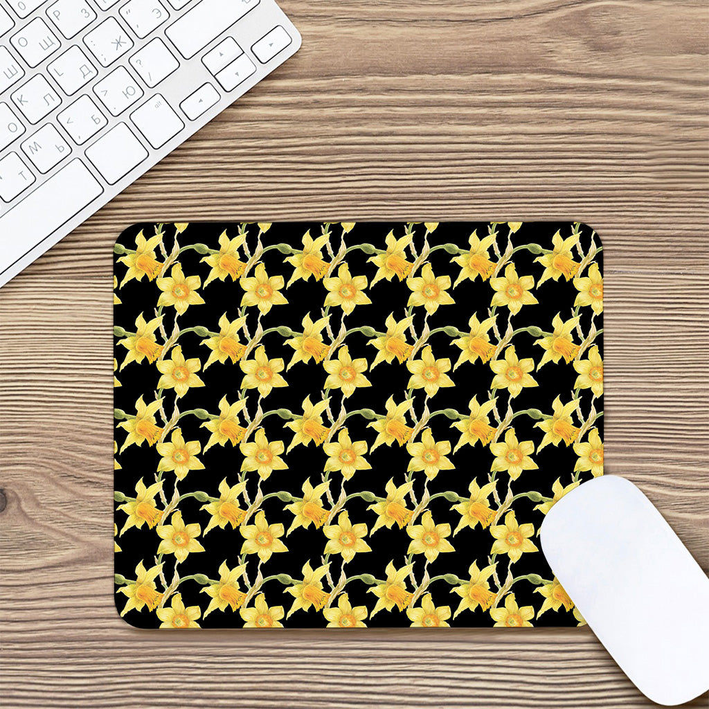 Watercolor Daffodil Flower Pattern Print Mouse Pad
