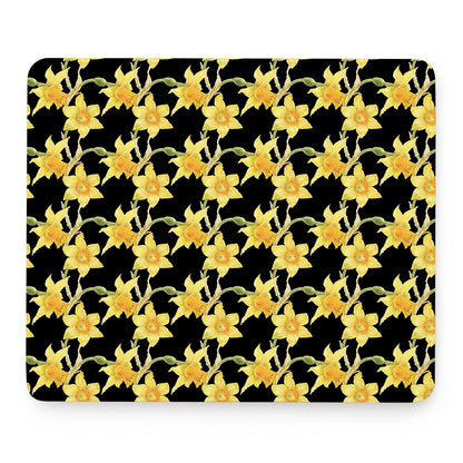 Watercolor Daffodil Flower Pattern Print Mouse Pad