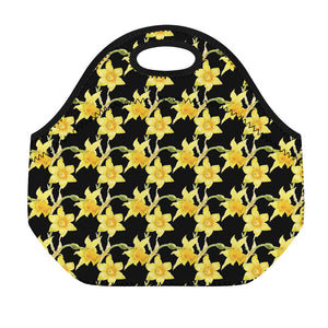 Watercolor Daffodil Flower Pattern Print Neoprene Lunch Bag