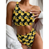 Watercolor Daffodil Flower Pattern Print One Shoulder Bikini Top