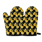 Watercolor Daffodil Flower Pattern Print Oven Mitts