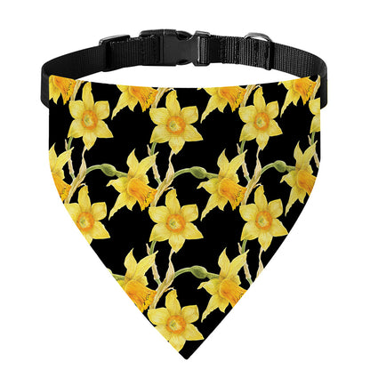 Watercolor Daffodil Flower Pattern Print Over The Collar Dog Bandana
