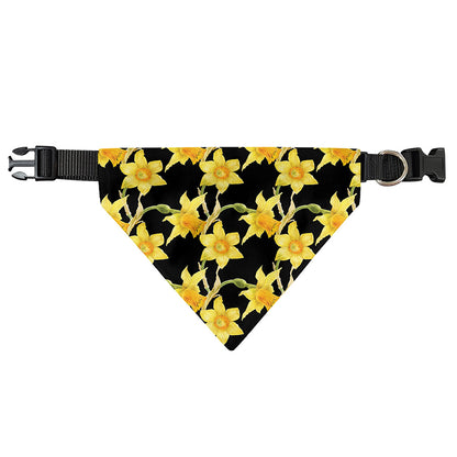 Watercolor Daffodil Flower Pattern Print Over The Collar Dog Bandana