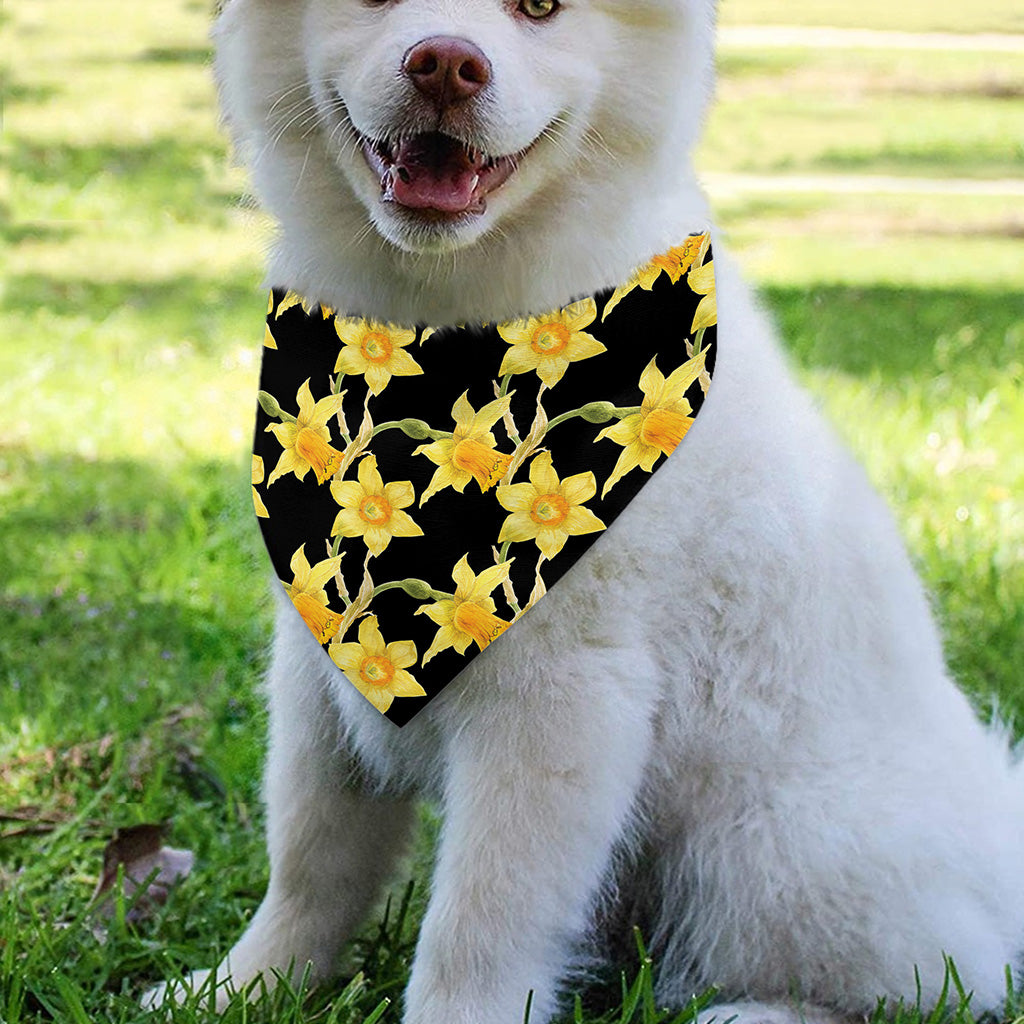 Watercolor Daffodil Flower Pattern Print Over The Collar Dog Bandana