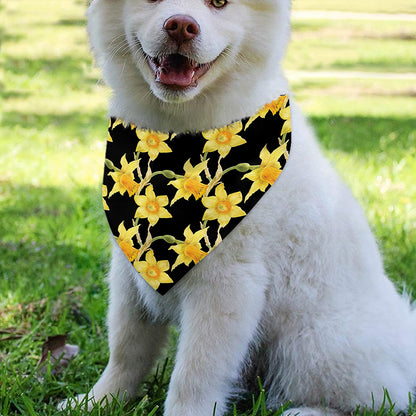 Watercolor Daffodil Flower Pattern Print Over The Collar Dog Bandana