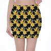 Watercolor Daffodil Flower Pattern Print Pencil Mini Skirt