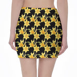Watercolor Daffodil Flower Pattern Print Pencil Mini Skirt