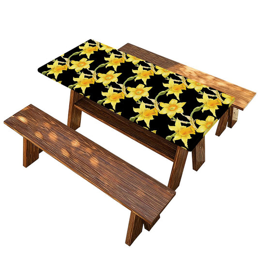 Watercolor Daffodil Flower Pattern Print Picnic Table Cover