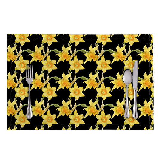 Watercolor Daffodil Flower Pattern Print Placemat