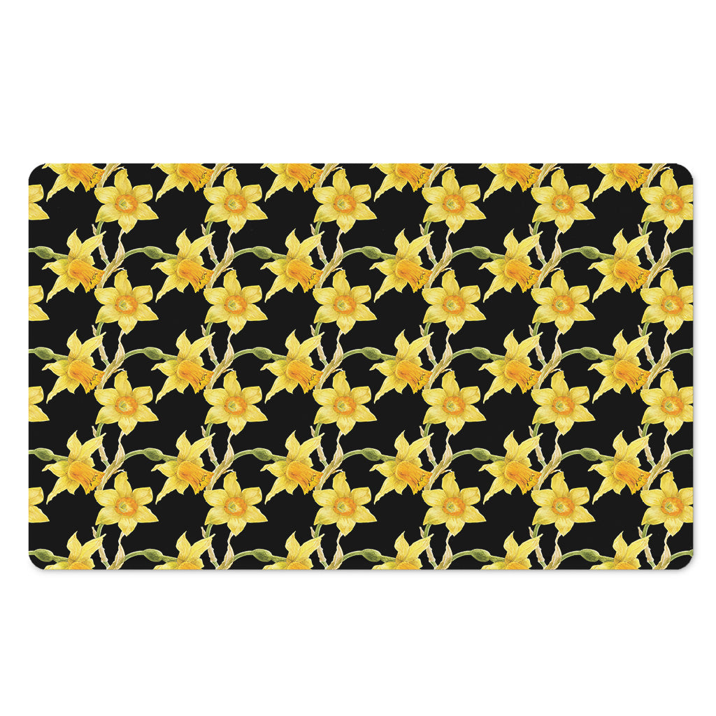 Watercolor Daffodil Flower Pattern Print Polyester Doormat