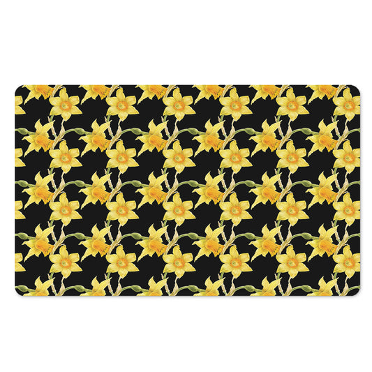 Watercolor Daffodil Flower Pattern Print Polyester Doormat