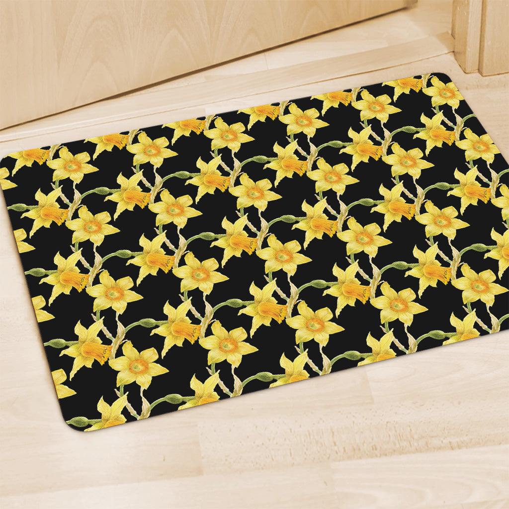 Watercolor Daffodil Flower Pattern Print Polyester Doormat
