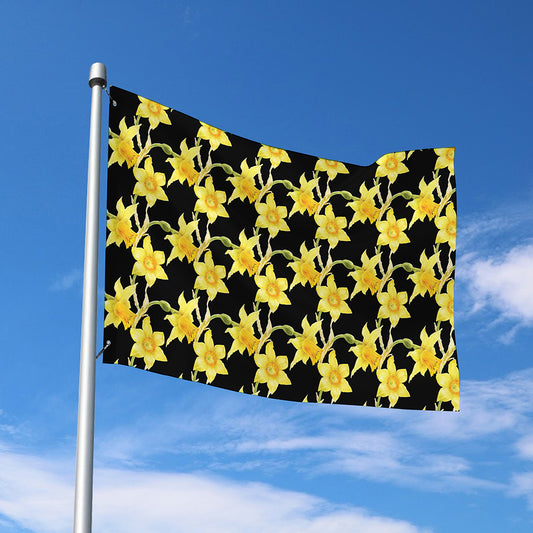 Watercolor Daffodil Flower Pattern Print Polyester Flag