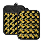 Watercolor Daffodil Flower Pattern Print Pot Holders With Pocket