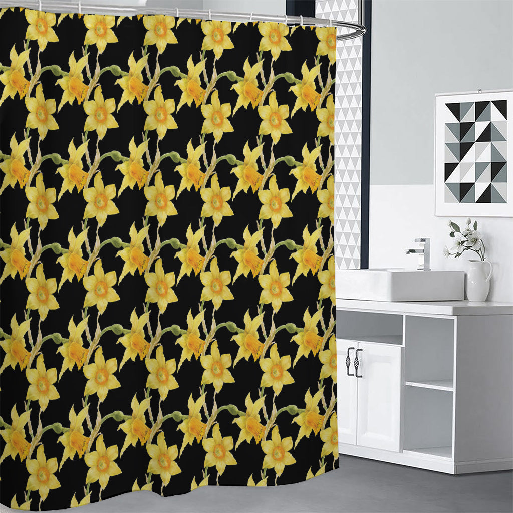 Watercolor Daffodil Flower Pattern Print Premium Shower Curtain