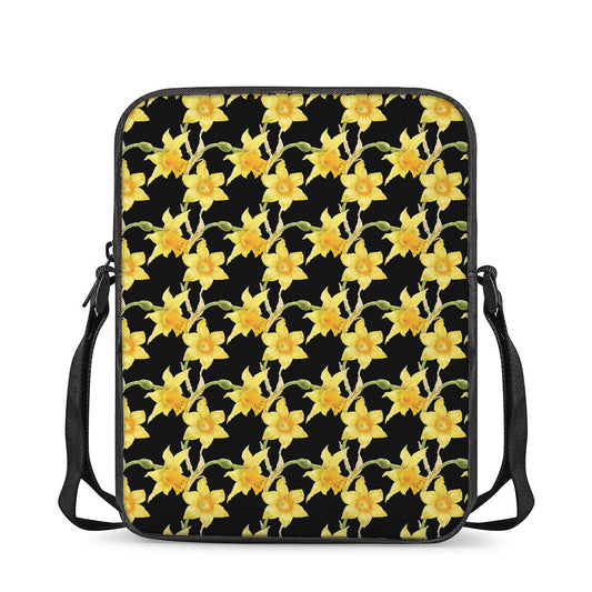 Watercolor Daffodil Flower Pattern Print Rectangular Crossbody Bag