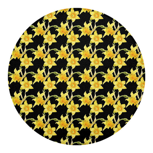 Watercolor Daffodil Flower Pattern Print Round Blanket