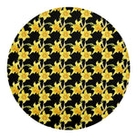 Watercolor Daffodil Flower Pattern Print Round Blanket