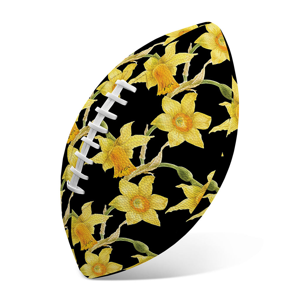 Watercolor Daffodil Flower Pattern Print Rugby Ball