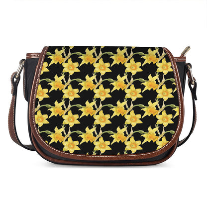 Watercolor Daffodil Flower Pattern Print Saddle Bag