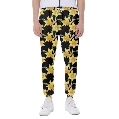 Watercolor Daffodil Flower Pattern Print Scuba Joggers