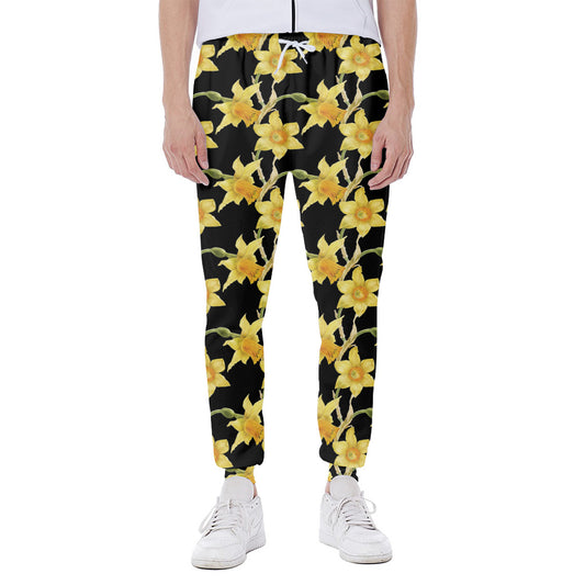 Watercolor Daffodil Flower Pattern Print Scuba Joggers