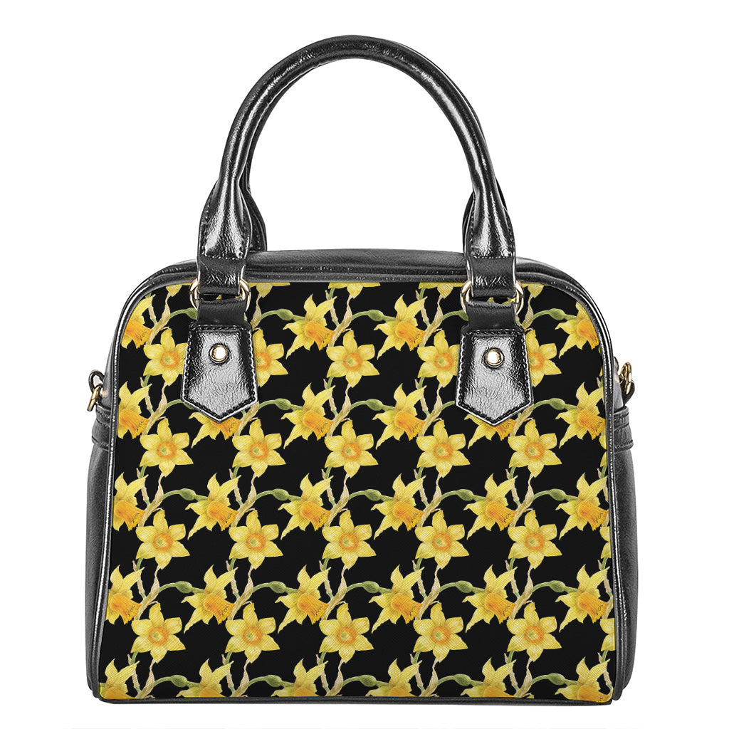 Watercolor Daffodil Flower Pattern Print Shoulder Handbag