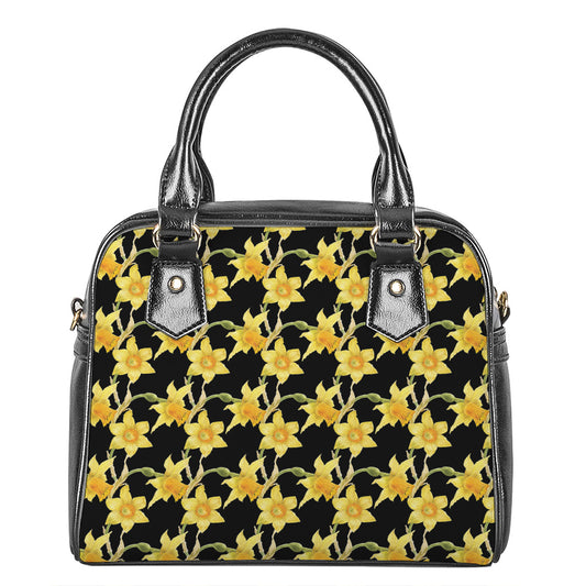 Watercolor Daffodil Flower Pattern Print Shoulder Handbag