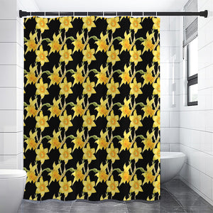 Watercolor Daffodil Flower Pattern Print Shower Curtain