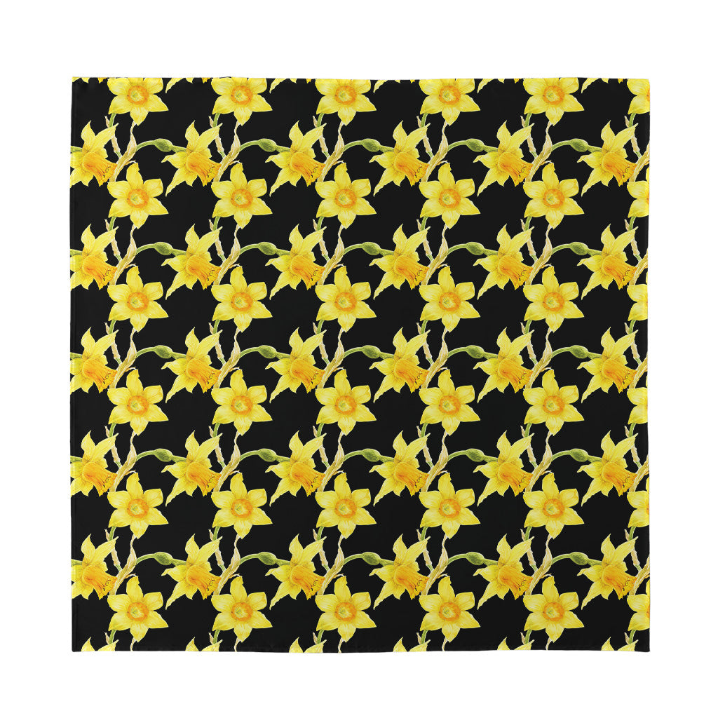 Watercolor Daffodil Flower Pattern Print Silk Bandana