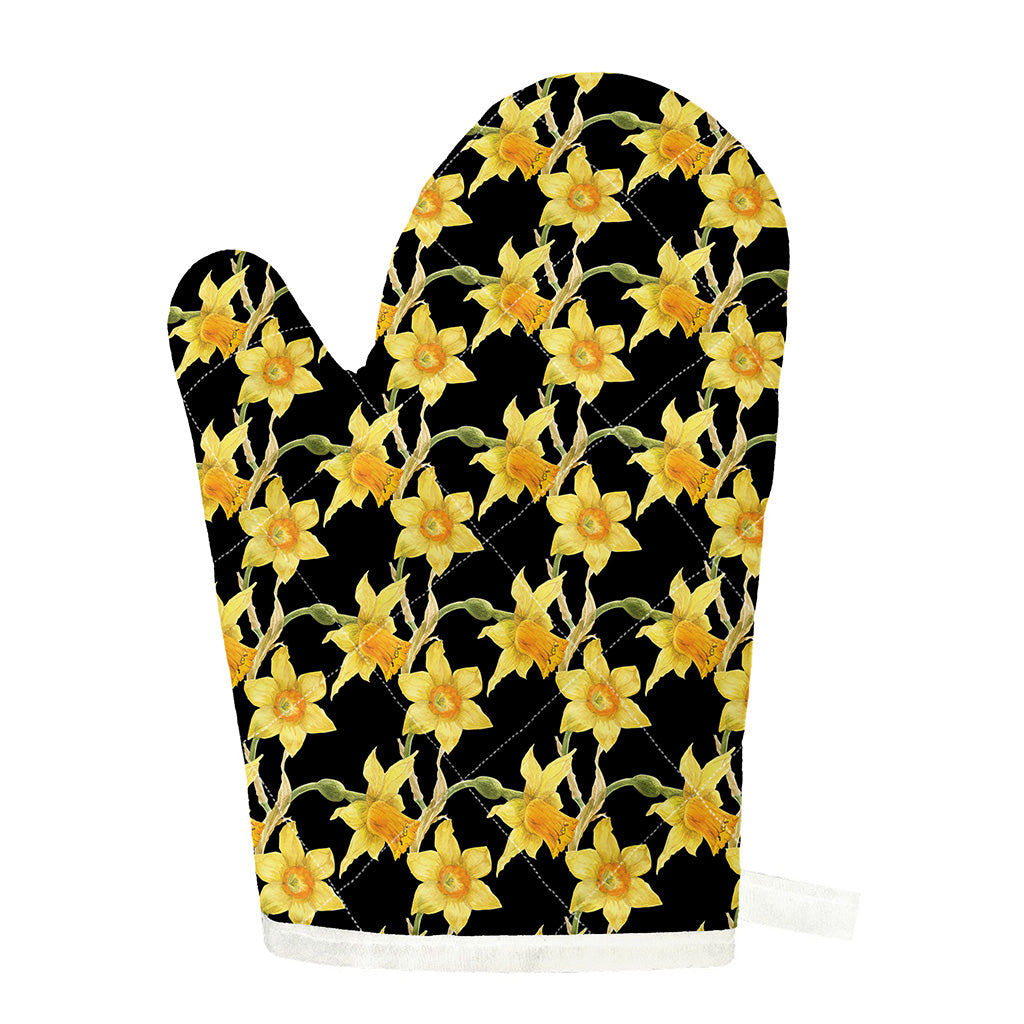 Watercolor Daffodil Flower Pattern Print Single Oven Mitt