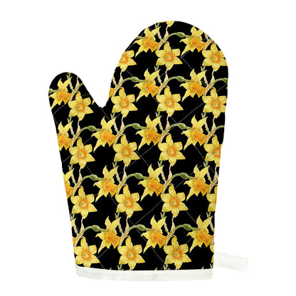 Watercolor Daffodil Flower Pattern Print Single Oven Mitt
