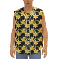 Watercolor Daffodil Flower Pattern Print Sleeveless Baseball Jersey
