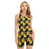 Watercolor Daffodil Flower Pattern Print Sleeveless One Piece Swimsuit