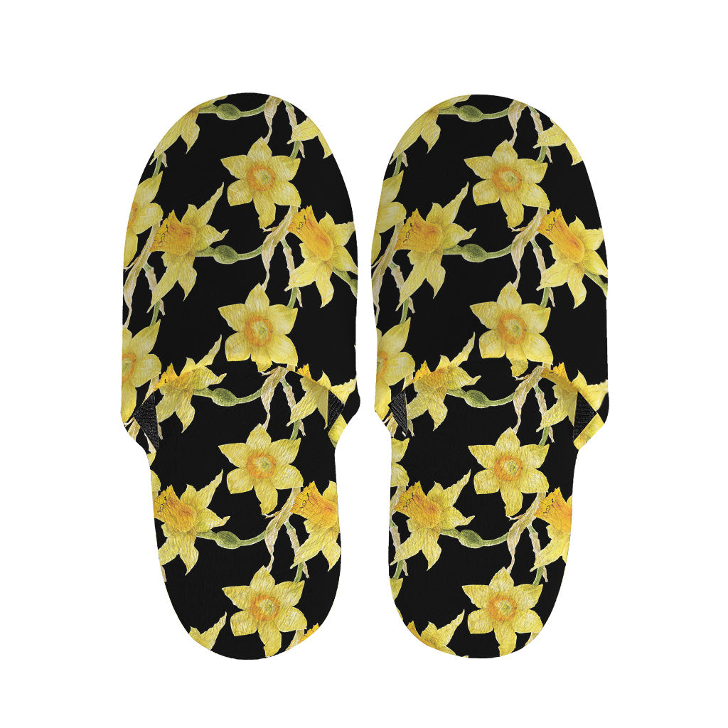 Watercolor Daffodil Flower Pattern Print Slippers
