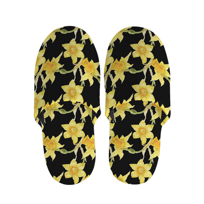 Watercolor Daffodil Flower Pattern Print Slippers