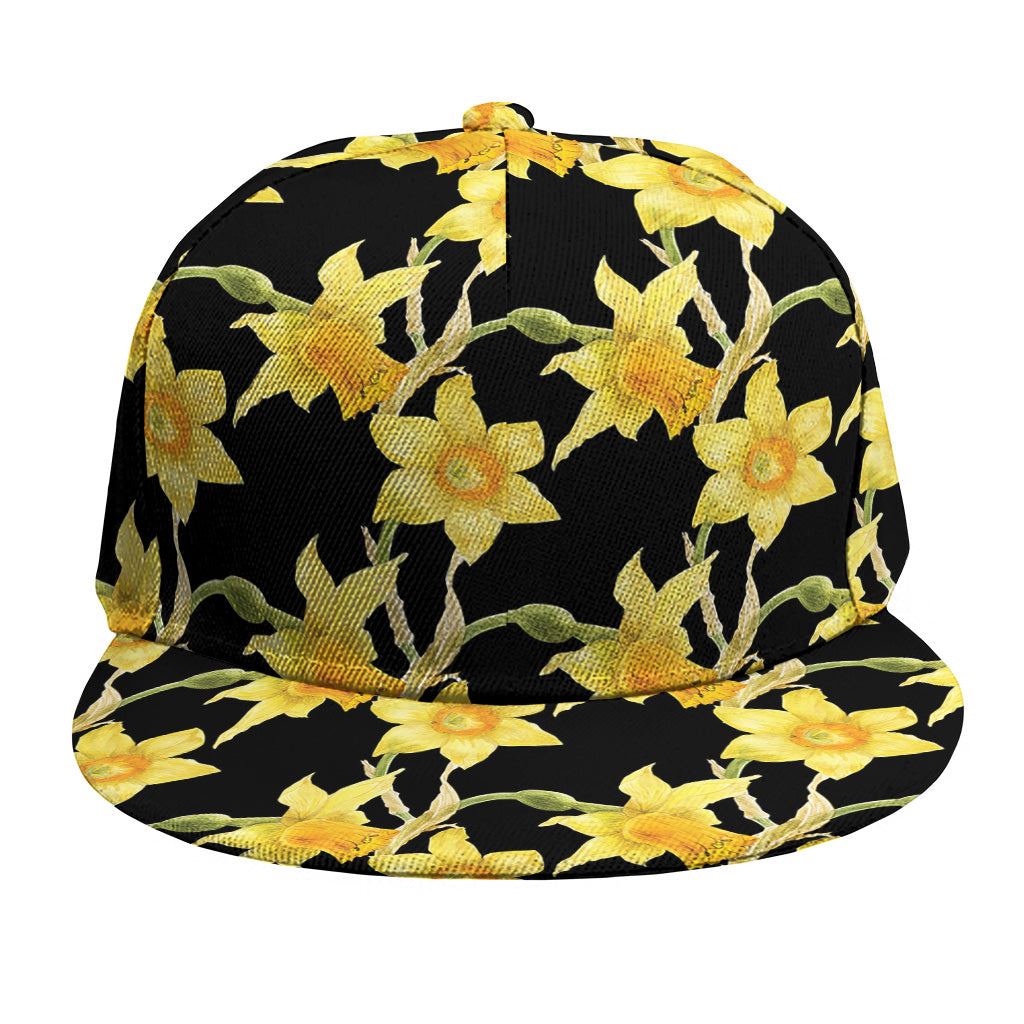 Watercolor Daffodil Flower Pattern Print Snapback Cap