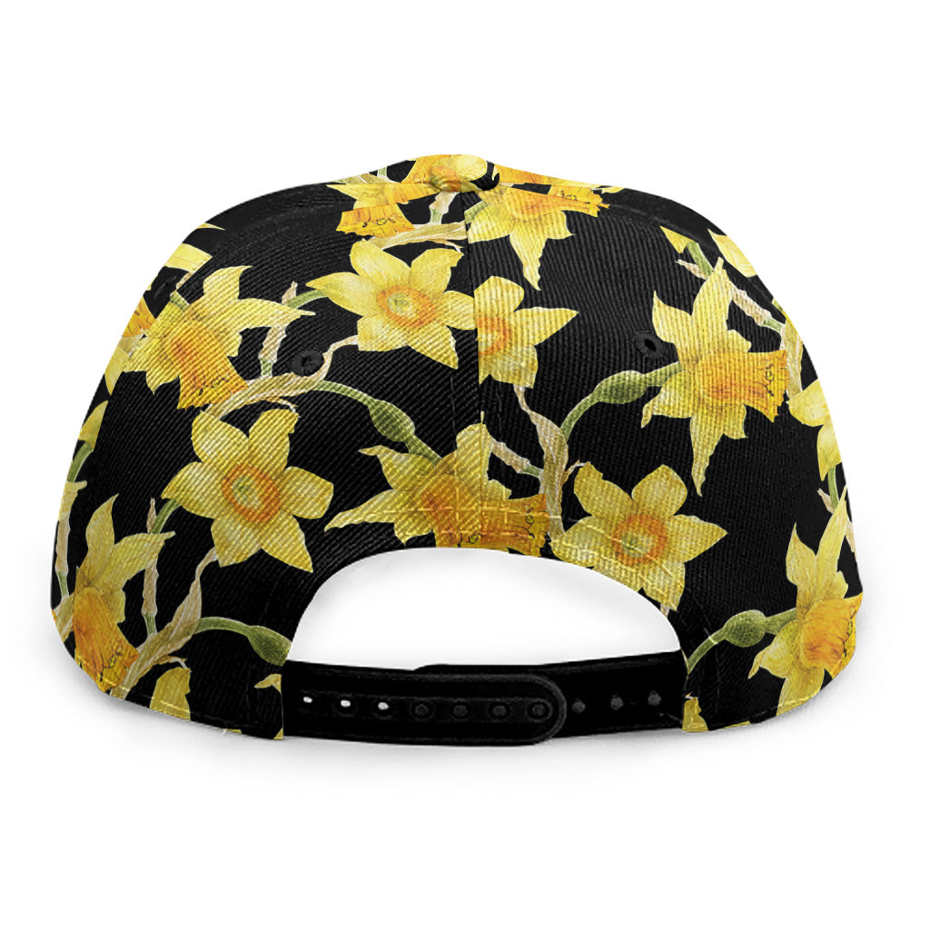 Watercolor Daffodil Flower Pattern Print Snapback Cap