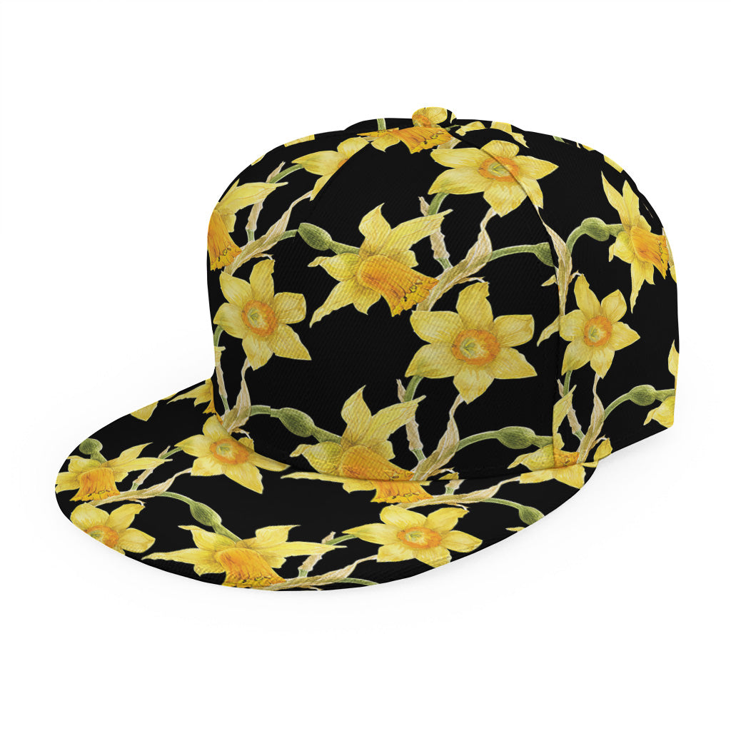 Watercolor Daffodil Flower Pattern Print Snapback Cap